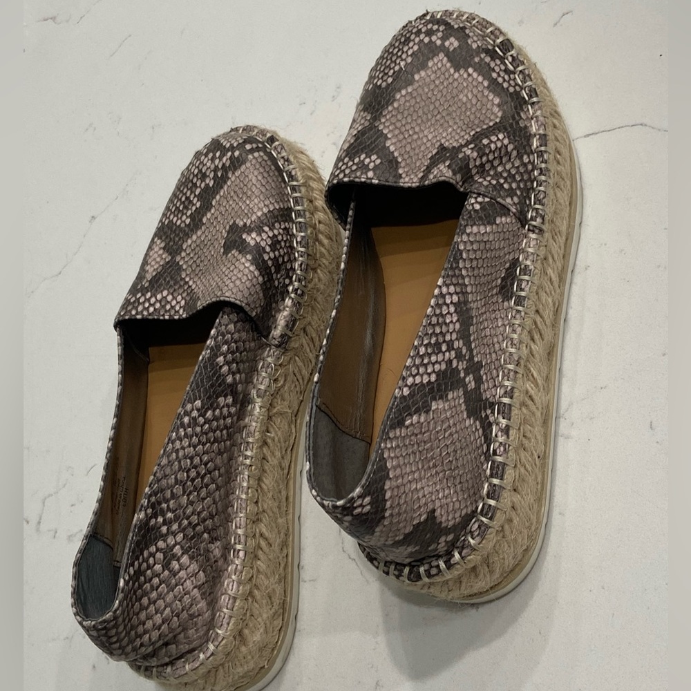 Faux Snakeskin print slip on pastille platforms size 6 1/2